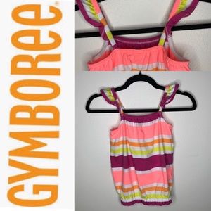 Gymboree Neon Stripe Ruffle Strap Bubble Tank Top
